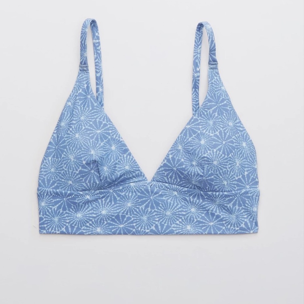 Aerie Light Marbled Blue Triangle Bikini Set Size Medium